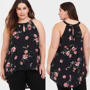 Torrid 1XL Black Floral Georgette Goddess Tank